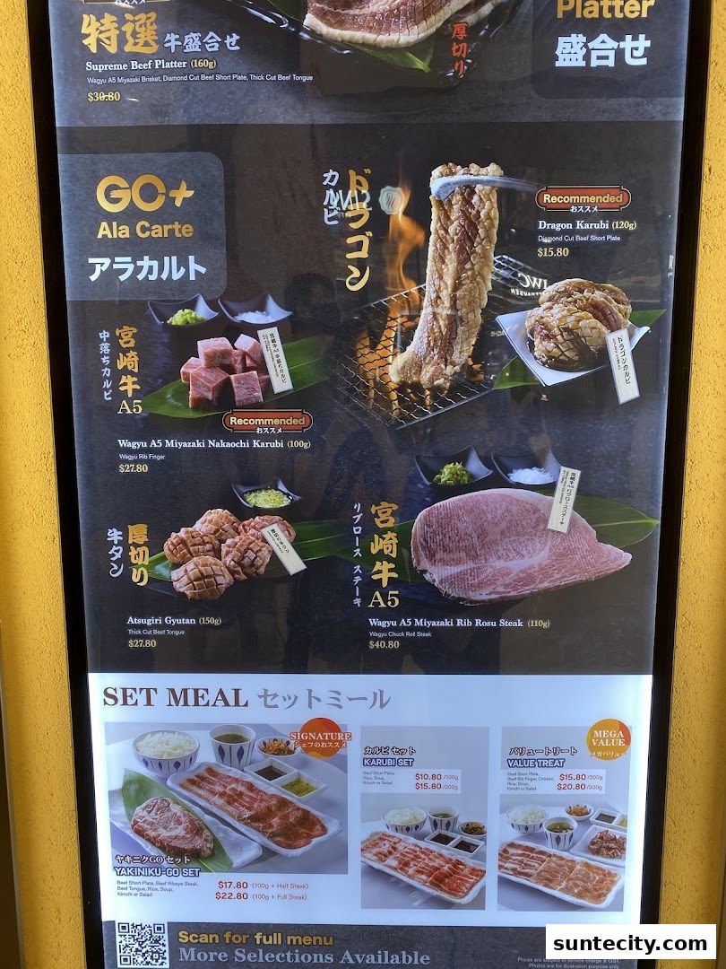 Menu page for Yakiniku-GO Plus