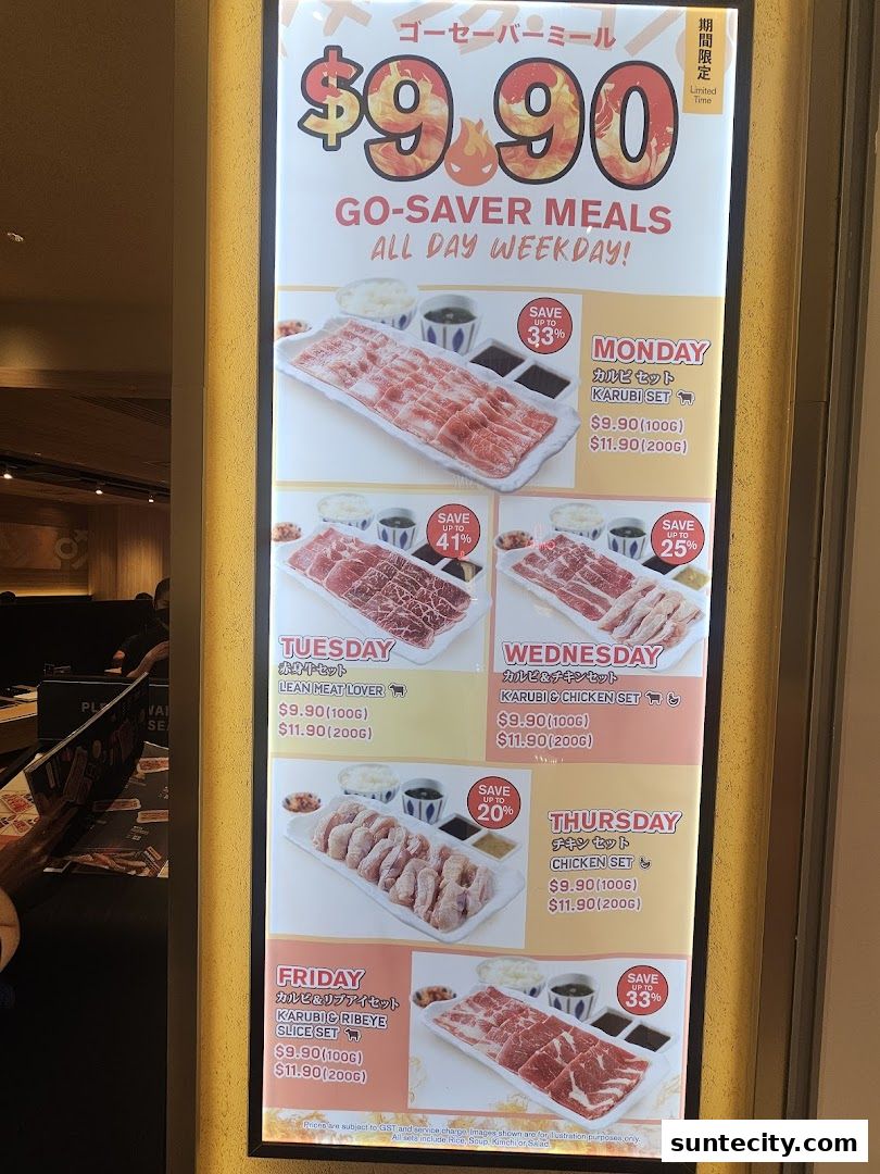 Menu page for Yakiniku-GO Plus