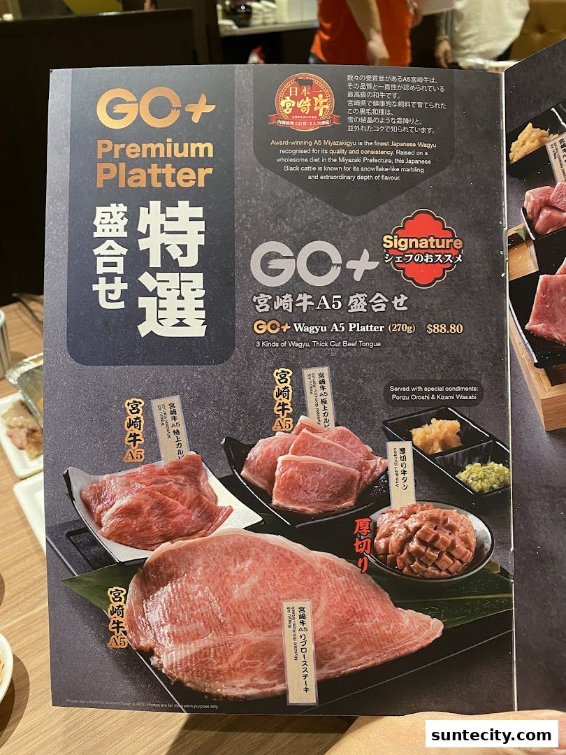 Menu page for Yakiniku-GO Plus