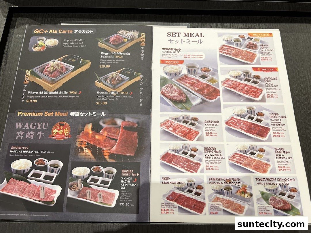 Menu page for Yakiniku-GO Plus