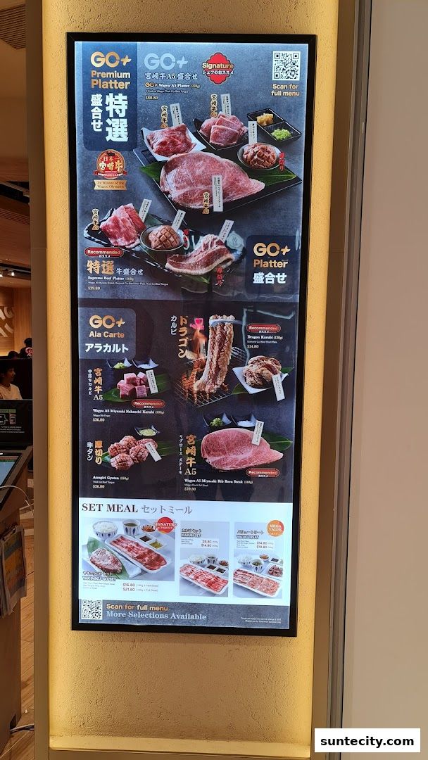Menu page for Yakiniku-GO Plus