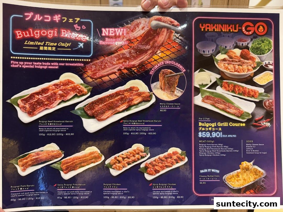 Menu page for Yakiniku-GO Plus