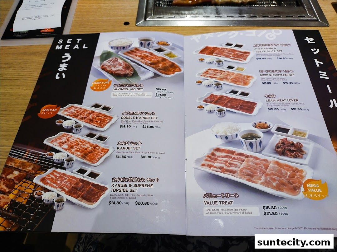 Menu page for Yakiniku-GO Plus