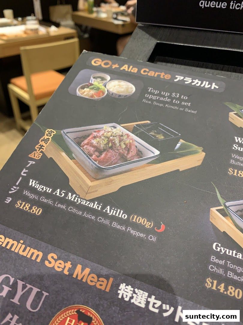 Menu page for Yakiniku-GO Plus