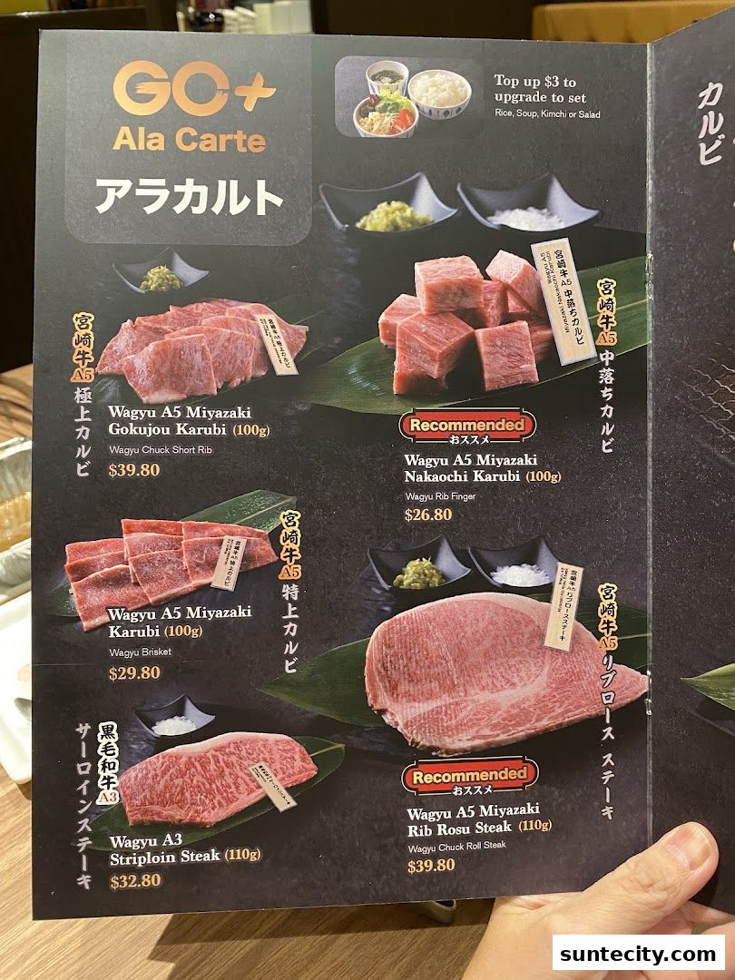 Menu page for Yakiniku-GO Plus