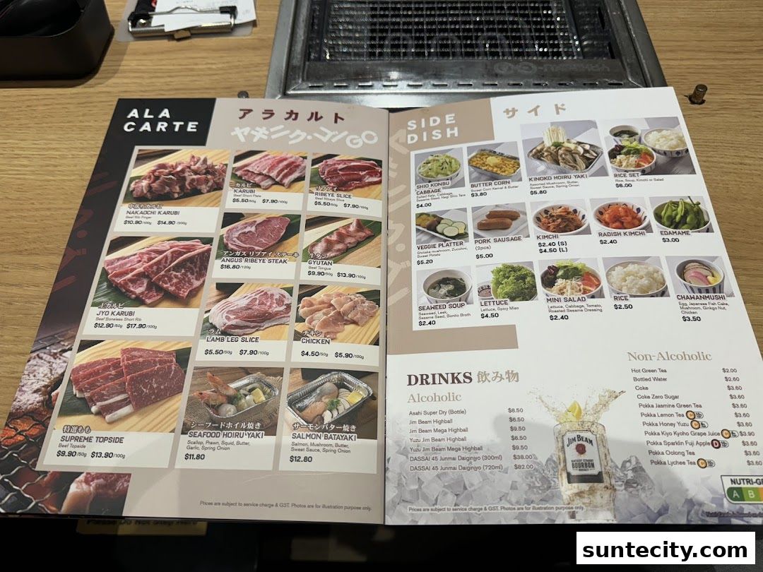 Menu page for Yakiniku-GO Plus
