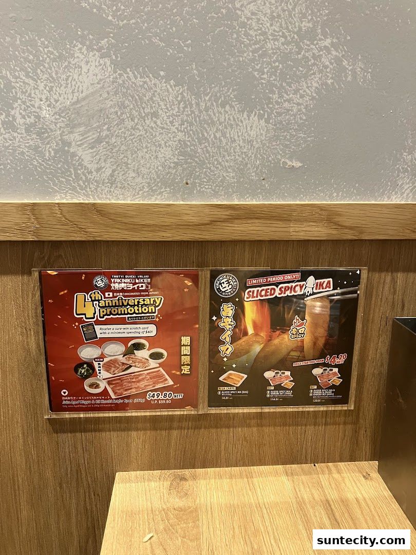 Menu page for Yakiniku Like Suntec City