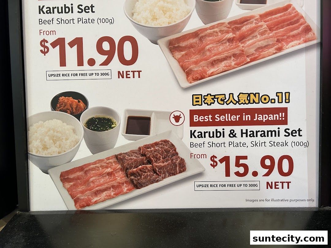 Menu page for Yakiniku Like Suntec City
