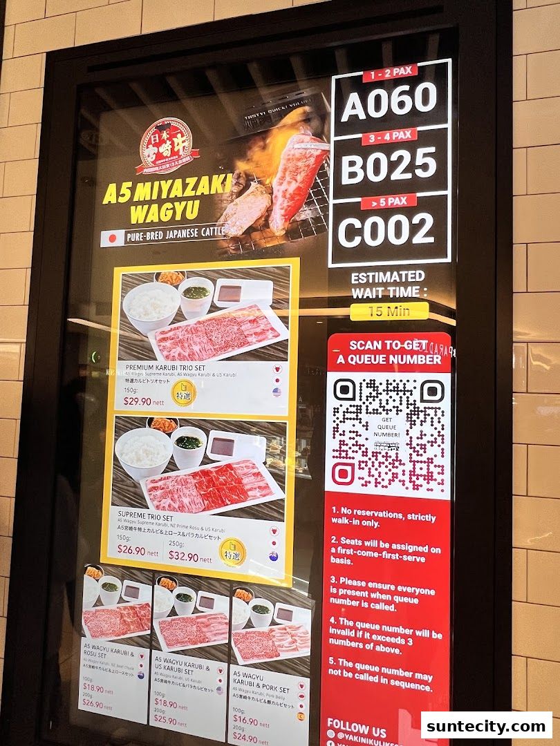 Menu page for Yakiniku Like Suntec City