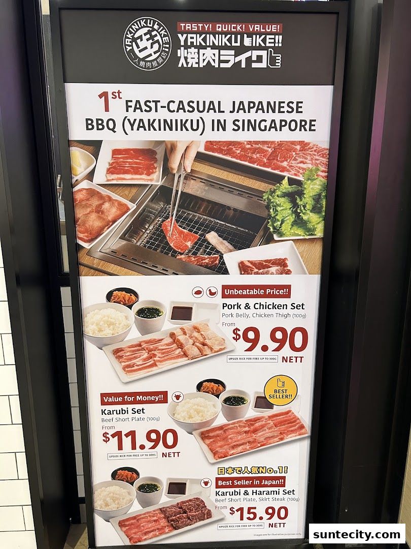 Menu page for Yakiniku Like Suntec City